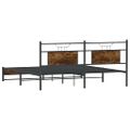 vidaXL Kovový posteľný rám bez matraca dymový dub 180x200 cm