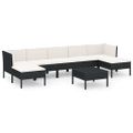 vidaXL 8-dielna záhradná sedacia súprava s vankúšmi polyratan čierna