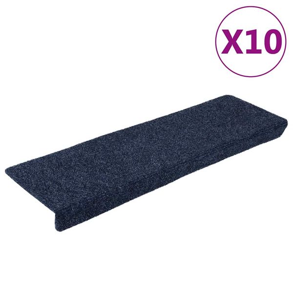 vidaXL Schodové rohože, samolepiace, 10 ks, 65x21x4 cm, antracitové, s obdĺžnikovým okrajom