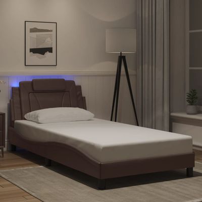 vidaXL Rám postele, Viana, s LED bez matraca, hnedý 100x200 cm