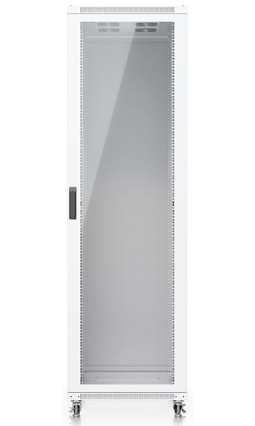 Ubiquiti UniFi 42U Rack Cabinet 1000 Glass - Stojanový rozvaděč, výška 42U, ventilátory, prosklené dveře Serverový rack, 42U, 4-post, sklenené dvere, 800 kg nosnost, ventilátory, uzamykatelný, bílý