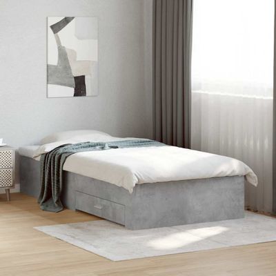 vidaXL Posteľný rám so zásuvkami betónovosivý 100x200cm kompozit.drevo