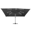 vidaXL Závesný záhradný slnečník+LED, hliníková tyč 400x300cm antracit