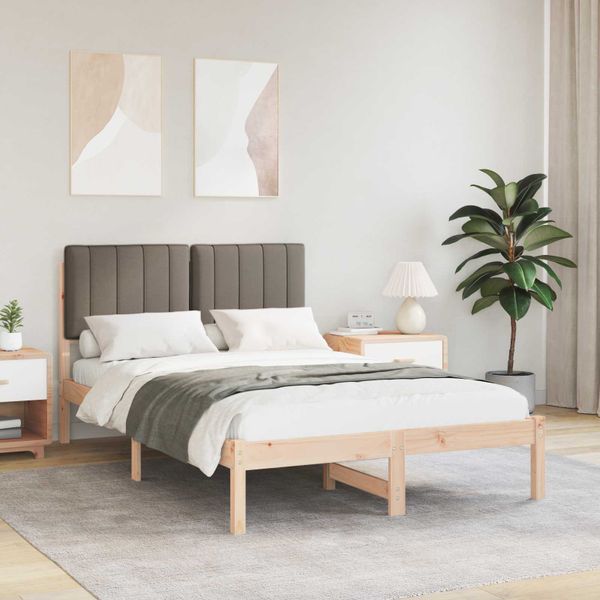 vidaXL Rám postele s čalúneným čelom Prírodná a taupe 120 x 200 cm