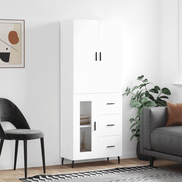 vidaXL Vysoká skrinka biela 69,5x34x180 cm spracované drevo