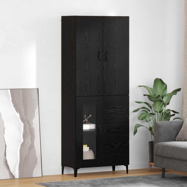 vidaXL Highboard Čierny dub 69,5 x 34 x 180 cm Kompozitné drevo