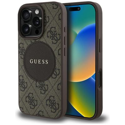 Guess HC MagSafe PU 4G Circle with Classic Logo case for iPhone 16 Pro Max Brown