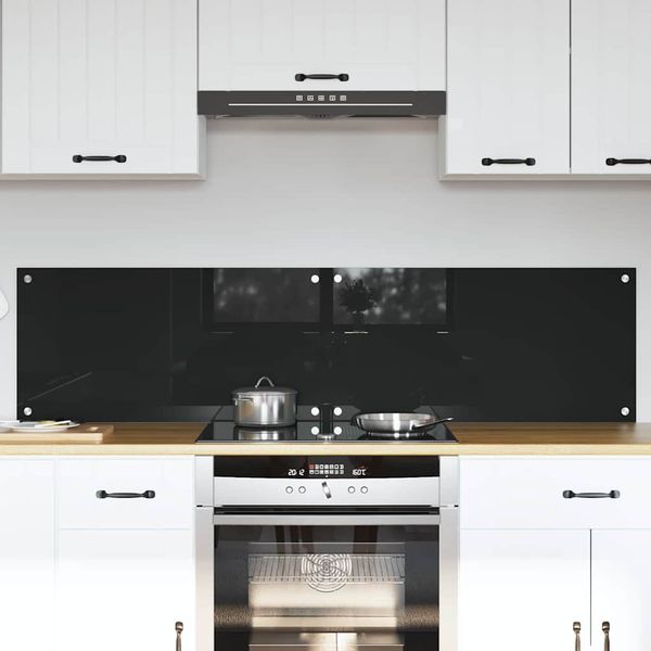vidaXL Kuchynský obklad 2 pcs Čierna 80 x 40 cm tvrdené sklo
