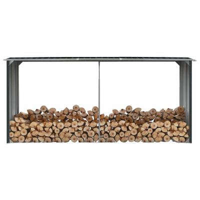 vidaXL Záhradná kôlňa na drevo antracitová 330x92x153 cm galvanizovaná oceľ