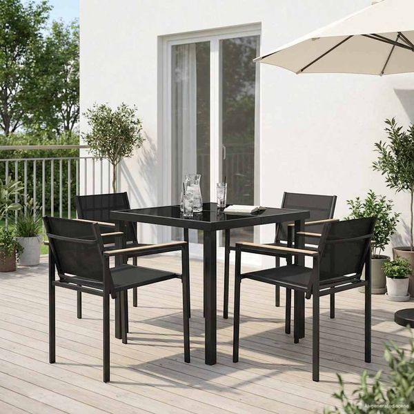 vidaXL Záhradný nábytok 5 pcs Čierna a antracit 80 x 80 x 73 cm