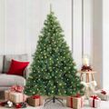 vidaXL Umelý vianočný stromček s 300 LED-i Zelená 180 cm PE a PVC