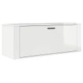 vidaXL Botník lesklý biely 100x35x38 cm spracované drevo