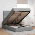 vidaXL Osmanský rám postele s matracom svetlosivý 120x190 cm látka