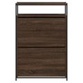 vidaXL Botník hnedý dub 75x34x112 cm kompozitné drevo