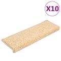 vidaXL Schodové rohože 10 ks 65x21x4 cm krémové s obdĺžnikovým okrajom