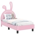 vidaXL Rám detskej postele s čelom Ružová 70 x 140 cm PU