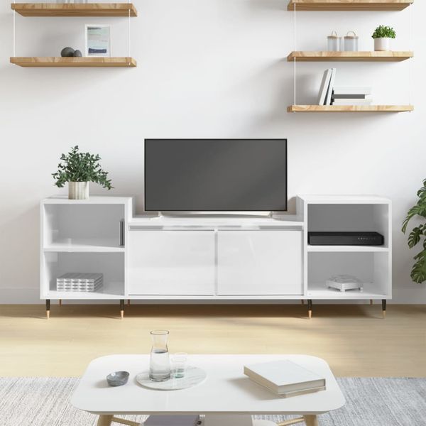 vidaXL TV skrinka lesklá biela 160x35x55 cm spracované drevo