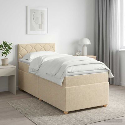 vidaXL Posteľ boxspring s matracom Krémová 80 x 200 cm Látka