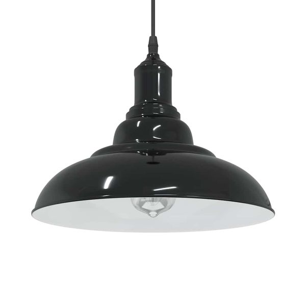 vidaXL Závesná lampa s nastaviteľnou výškou E27 lesklá čierna Ø 31 cm kovová
