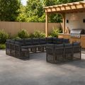 vidaXL Súprava záhradných pohoviek 13 ks Sivá polyratan