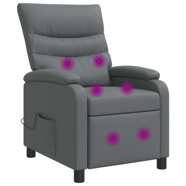 vidaXL Masážne relaxačné kreslo Sivá Umelá koža