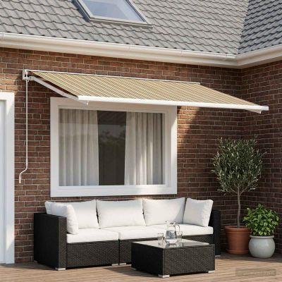 vidaXL Náhradná látka na markízu Zelená a žltá 300 x 250 cm Polyester
