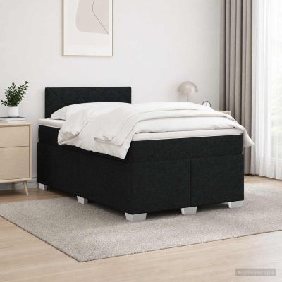 vidaXL Posteľ s boxspringom a matracom a LED Čierna 120 x 190 cm Látka