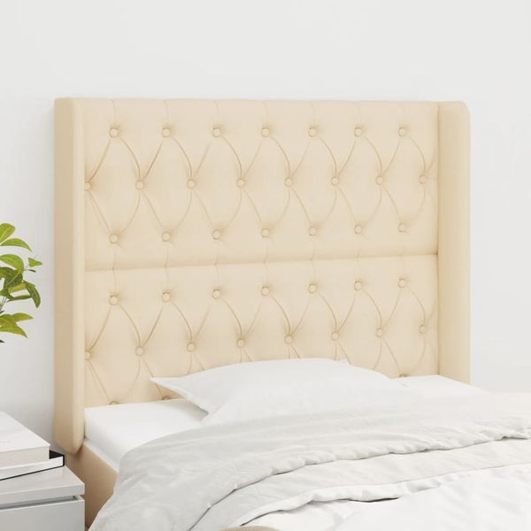 vidaXL Čelo postele so záhybmi krémové 103 x 16 x 118/128 cm látka