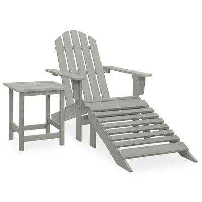 vidaXL Záhradná stolička Adirondack s otomanom a stolíkom jedľový masív sivá