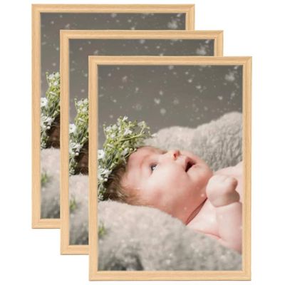 vidaXL Fotorámiky na stôl, koláž 3 ks, svetlý dub 10x15 cm