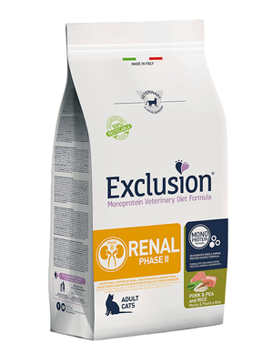 EXCLUSION CREP201 RENAL PHASE 2 veterinárne krmivo pre mačky 1,5kg, bravčové/hrach/ryža