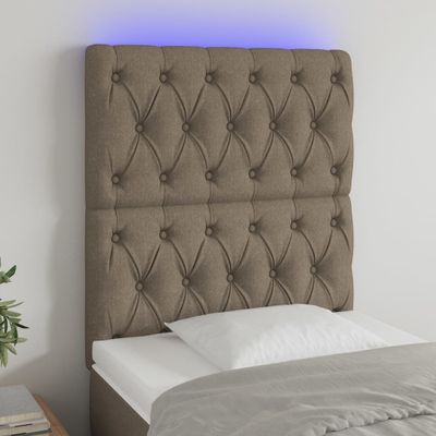 vidaXL Čelo postele s LED sivohnedé 80x7x118/128 cm látka