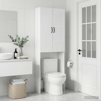 vidaXL Toaletná skriňa HOORN Biela s vysokým leskom 66 x 25,5 x 190 cm