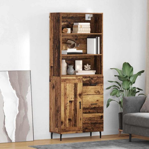 vidaXL Highboard so zásuvkou Staré drevo 69,5 x 34 x 180 cm