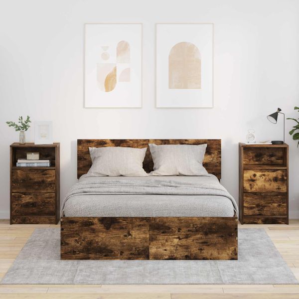 vidaXL Nočné stolíky 2 ks Dymová dub 40 x 30 x 467 cm Kompozitné drevo