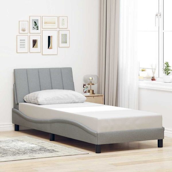 vidaXL Rám postele bez matraca Hanko bledosivý 90x190 cm látka