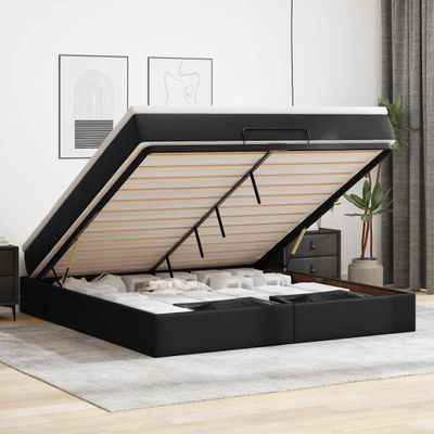 vidaXL Osmanský rám postele s matracom čierna 180x200 cm umelá koža