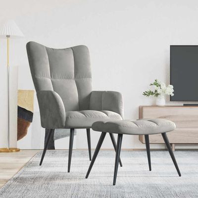 vidaXL Relaxačné kreslo s podnožkou bledosivé zamat