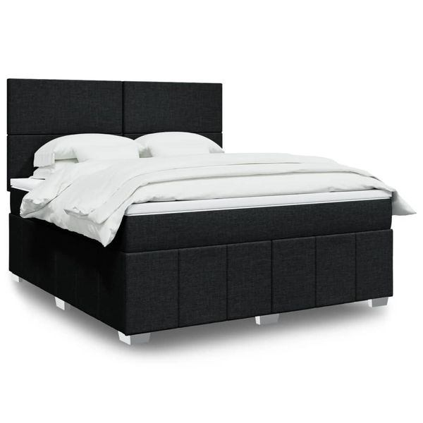 vidaXL Posteľný rám boxspring s matracom čierny 180x200 cm látka