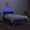 vidaXL Posteľ boxsping s matracom a LED modrá 90x190 cm látka