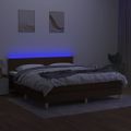 vidaXL Posteľ boxsping s matracom a LED tmavohnedá 180x200 cm látka