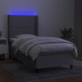 vidaXL Posteľ boxsping s matracom a LED bledosivá 80x200 cm látka