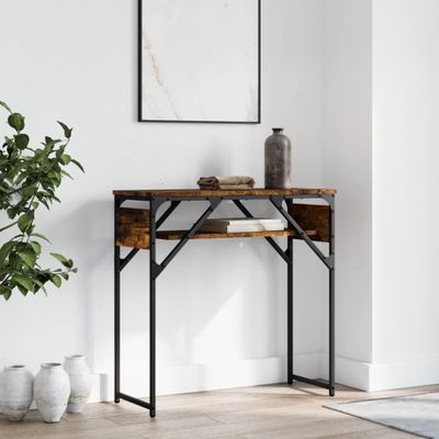 vidaXL Konzolový stolík s policou dymový dub 75x30x75cm kompoz. drevo
