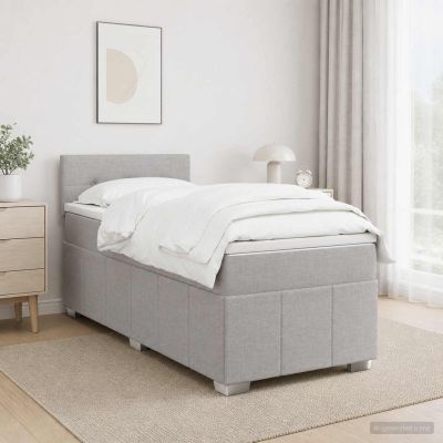 vidaXL Posteľ boxspring s matracom Svetlosivá 90 x 190 cm Látka