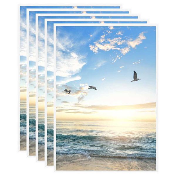 vidaXL Fotorámiky na stenu alebo stôl 5 ks biele 29,7x42 cm MDF