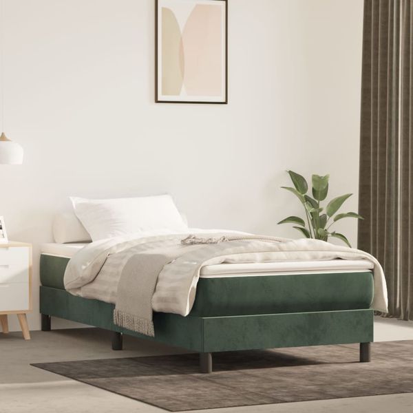 vidaXL Matrac s taštičkovými pružinami stredná tvrdosť tmavozelený 80x200x20 cm zamat