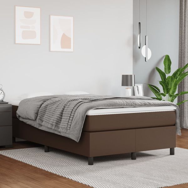 vidaXL Posteľný rám s boxspringom hnedý 120x200 cm umelá koža