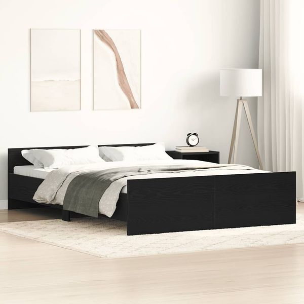 vidaXL Posteľný rám bez matraca čierny dub 140x200 cm kompozitné drevo