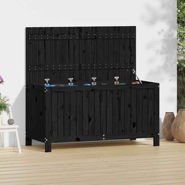 vidaXL Záhradný úložný box čierny 121x55x64 cm masívna borovica