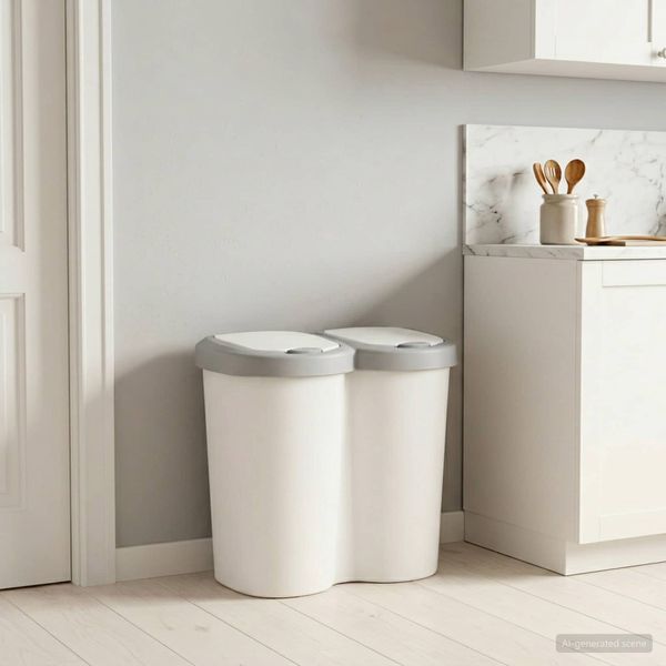 vidaXL Odpadkový kôš Biela 49,5 x 30 x 46,5 cm PP